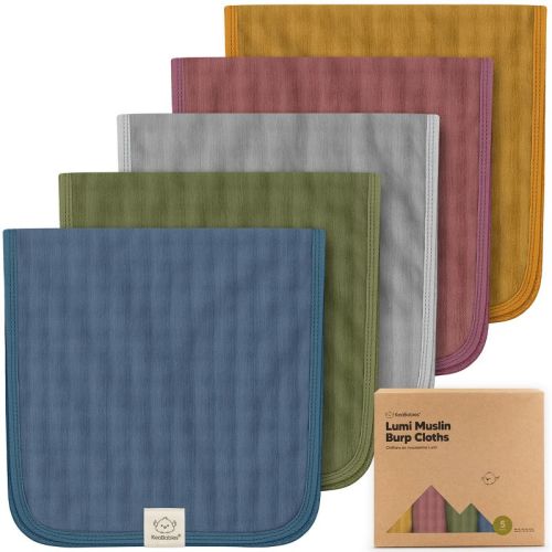 5pk Lumi Muslin Burp Cloths for Baby Boys, Girls, Organic Baby Burp Cloths, Burping Cloths for Babies (Corals)
