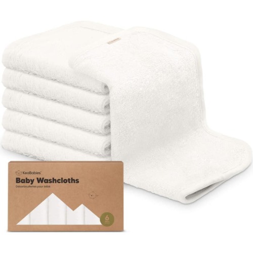 KeaBabies Deluxe Baby Washcloths, White