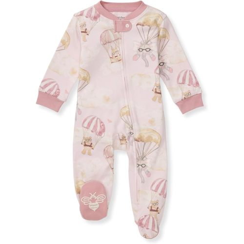 Burt's Bees Baby Girls Footed One-Piece Pajamas, Sleep and Play Loose Fit, 100% Organic Cotton, Sizes NB to 6-9 Months