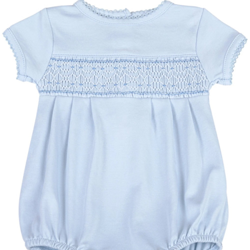 SOLID BLUE SMOCKED BUBBLE