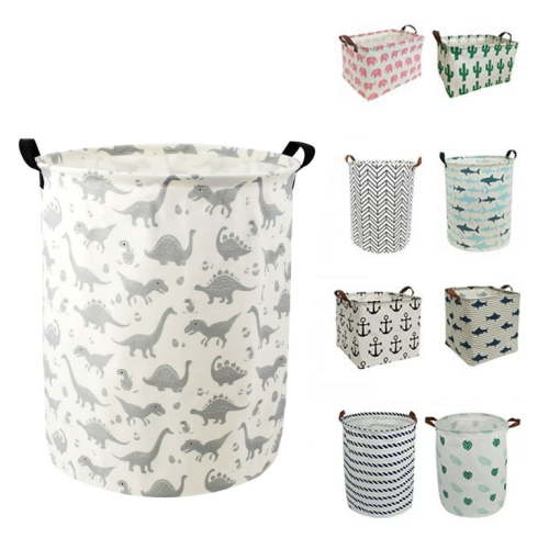 AUCHEN 19.7" Collapsible Laundry Basket, Foldable Cotton Linen Laundry Hamper for Baby Girl Boy, Large Capacity Basket with Handles Bag Dirty Clothes Toy Storage Basket Bin
