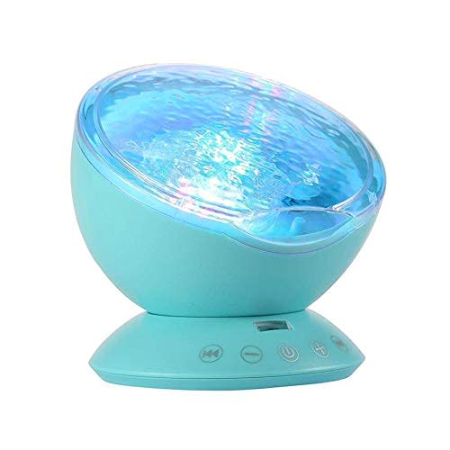TOMNEW Night Light Projector, Ocean Wave Night Light for Kids Room, Remote and Timer, Dimmable 7 Light Modes and Bulit-in Sound Machine, Mermaid Decor Birthday Christmas Gifts (Blue)
