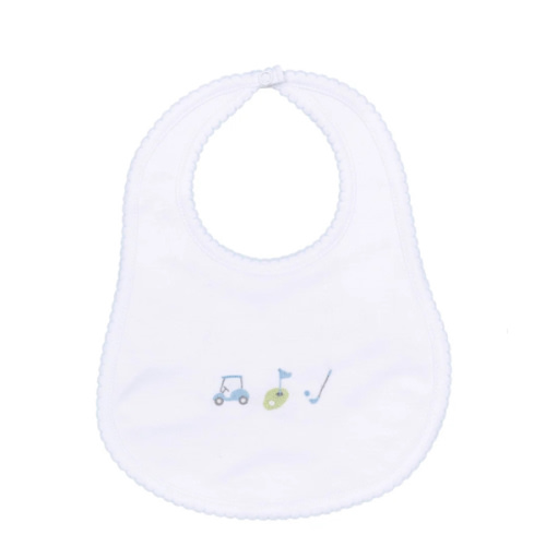 Tiny Tee Time Embroidered Bib - Light Blue