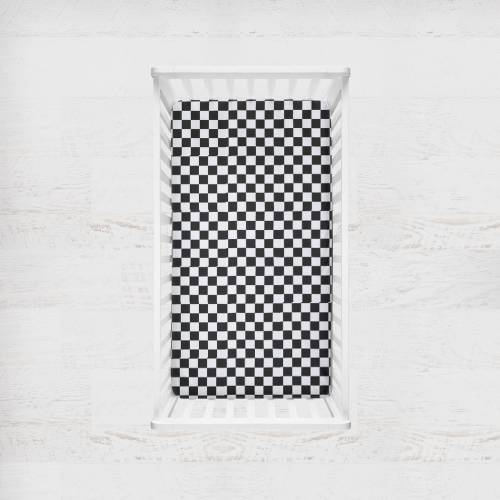 Racing Check Crib Sheet Changing Pad Cover Set Racing Nursery Checkered Flag Crib Bedding Boy Fitted Crib Sheets Standard & Mini Crib