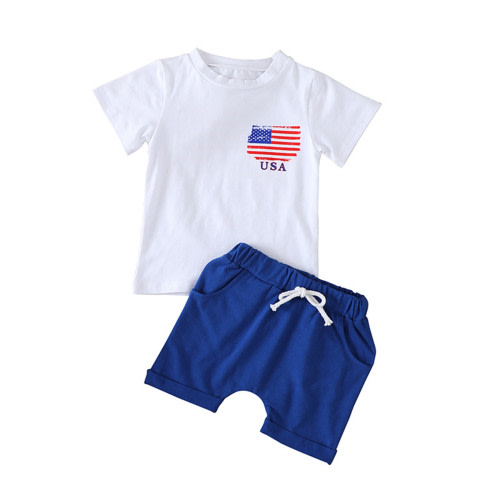 Gerichy 4th of July Baby Boy Outfits Romper Independence Day T-shirt Top+American flag star stripes Short Pants 2Pcs Set