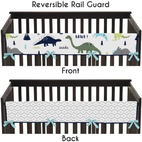 Sweet Jojo Designs Boy Long Rail Guard Cover Mod Dinosaur Blue and Green