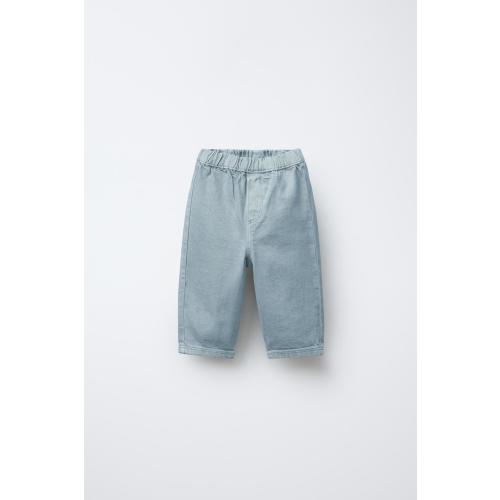 WIDE FIT TWILL PANTS - Mid-blue | ZARA United States