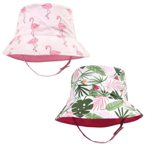 Hudson Baby Infant Girl Sun Protection Hat, Flamingo Tropical, 0-12 Months