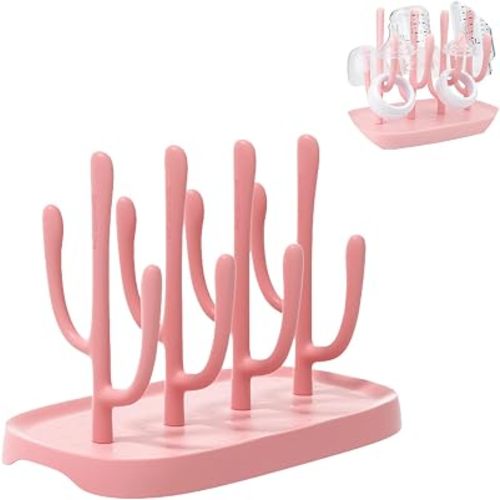 Pink Baby Bottle Drying Rack, Portable Bottle Holder for Baby Accessories