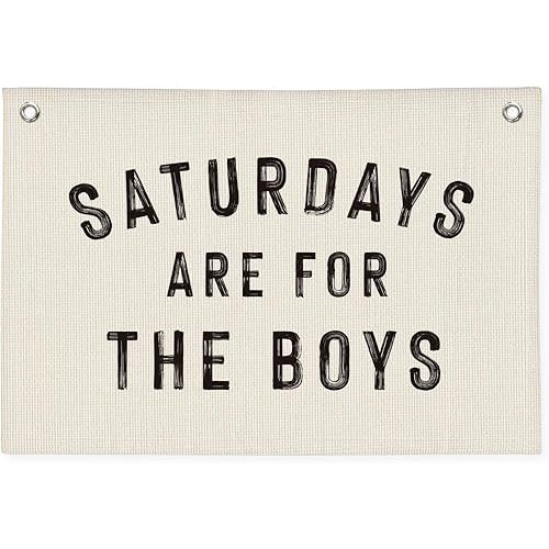 Boy Nursery Playroom Decor, Saturdays Are for The Boys Canvas Banner Wall Hanging Banner Flag Decor for Nursery Classroom Playroom Kids Room, Playroom Essentials