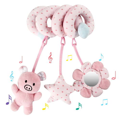 IFOYO Baby Car Seat Toy Hanging Toy Spiral Plush Toy for Infant Crib Stroller, Pink