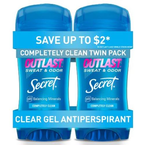 Secret Outlast Clear Gel Antiperspirant Deodorant For Women - Completely Clean - 2.6oz