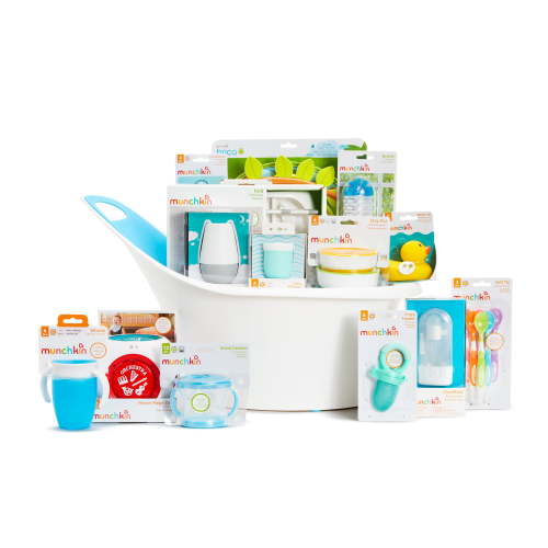 Munchkin My Munchkin Gift Basket, Great for Baby Showers, Includes 15 Baby Products, Blue, Unisex