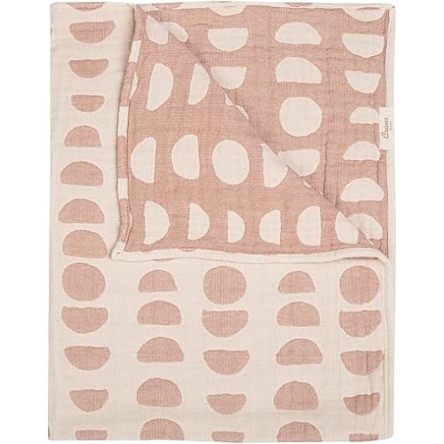 Crane Baby Blanket, Soft Cotton Jacquard Nursery and Stroller Blanket for Boys and Girls, Copper Moon Phase, 30” x 40”