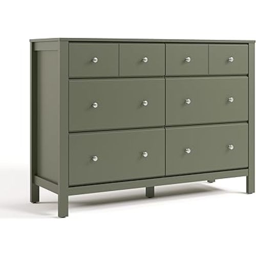Storkcraft Horizon 6 Drawer Dresser (Olive) – GREENGUARD Gold Certified Dresser for Nursery & Kids’ Room, Modern Storage with Interlocking Drawer System