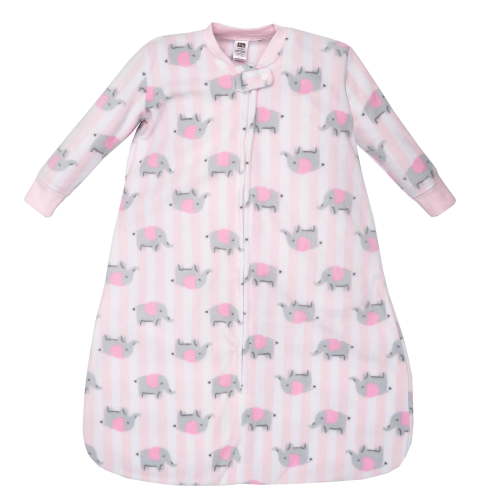 Hudson Baby Infant Girls Long-Sleeve Fleece Sleeping Bag, Elephant Stripe, 0-6 Months