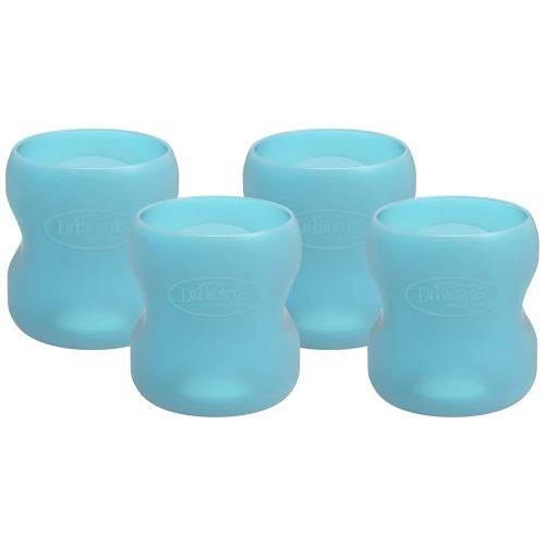 Dr. Brown’s Natural Flow® Options+™ Glass Baby Bottle Sleeves, 100% Silicone, 5 oz, Wide-Neck, Blue (Pack of 4)