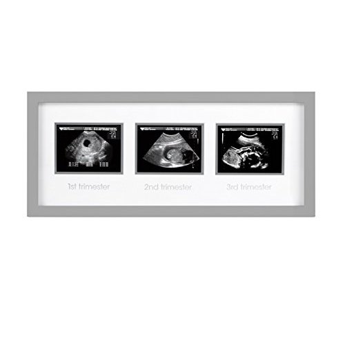 Pearhead Triple Sonogram Picture Frame, Pregnancy Keepsake Photo Frame, Gender-Neutral Baby Nursery Décor, Baby Accessory for New and Expecting Parents, Gray