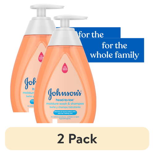 (2 pack) Johnson's Head-To-Toe Gentle Baby Moisture Wash & Shampoo, 13.6 fl. oz