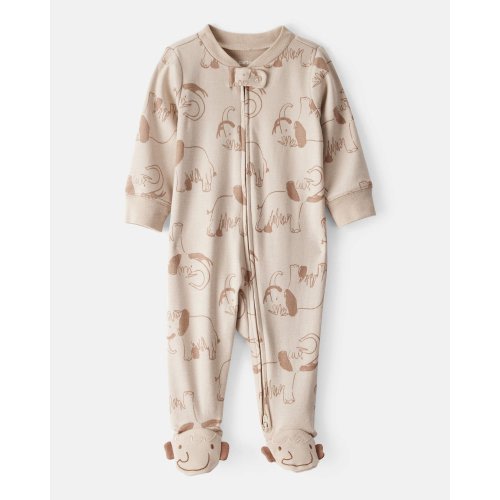 Mammoth Print 100% Cotton Long-Sleeve Snug Fit Sleep & Play Pajamas - Beige | Carter's