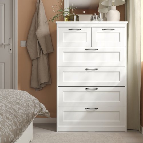 SONGESAND 6-drawer dresser - white 32 1/4x49 5/8 "