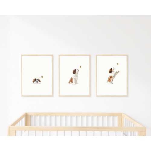 Puppy Nursery Print Dog Wall Art St. Bernard Puppy DogPrint for Kid Room Nursery Wall Art Printable Wall Art  Set of 3 Gift for Dog Lover