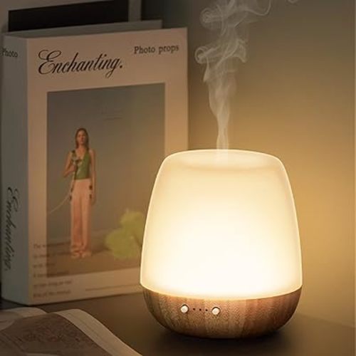 Glass Essential Oil Diffuser, 180ml Ultrasonic Aroma Diffusers for Essential Oil Large Room Diffuser, Auto-Off Timer Night Light for Gift Home Office Bedroom