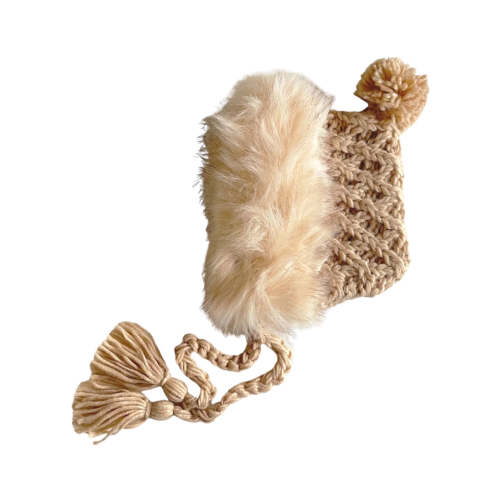 Fur Trimmed Bonnet, Latte