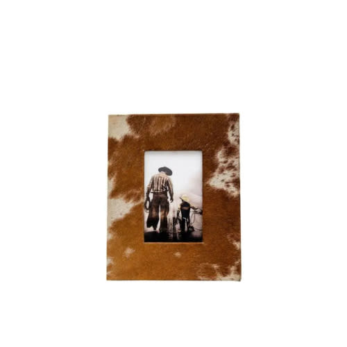 Cowhide Picture Frame: Brown