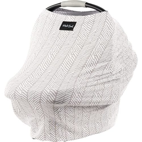Milk Snob Original 5-in-1 Cover - Added Privacy for Breastfeeding, Baby Car Seat, Carrier, Stroller, High Chair, Shopping Cart, Lounger Canopy - Newborn Essentials, Nursing Top (Herringbone)