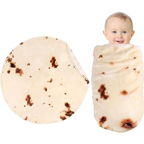 SeaRoomy Burritos Round Blanket, Giant Soft Tortilla Wrap - Beige, 36 inches