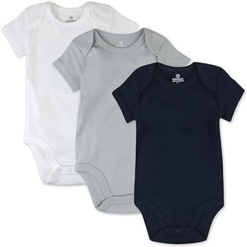 HonestBaby Baby Short Sleeve One-Piece 100% Organic Cotton Bodysuits, Multipack