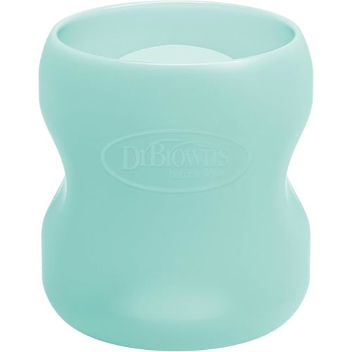 Dr. Brown's Natural Flow Options+ Glass Baby Bottle Sleeves,100% Silicone,5 oz,Wide-Neck,Mint