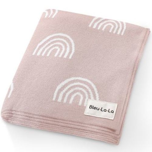 Bleu La La 100% Luxury Cotton Soft Knit Swaddle Baby Blanket for Blanket for Newborns and Infants Boys and Girls - Rainbow - Pink