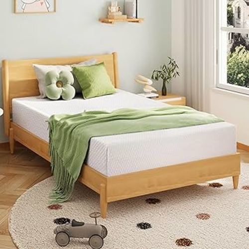 Twin Mattress for Kids, Memory Foam Mattress with Cooling Green Tea Gel, Relieve Pressure with Medium Firm Support, CertiPUR-US Certified, 75''L x 38''W, White