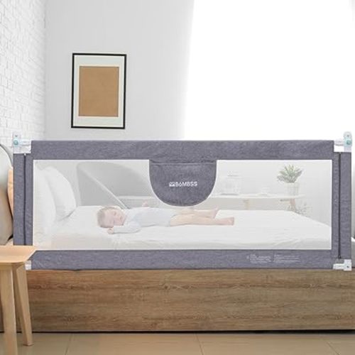 MBQMBSS 73" Bed Rails for Toddlers, Universal Bed Rails for Toddlers, Adjustable Baby BedRail Guard for Queen King Twin Full Size Mattress, Extra Tall Bed Sides Rails with Double Safety Lock(1 Side)