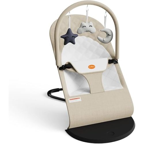 Portable Baby Bouncer Seat for Infants, 0-18 Months, 3 Modes of Use with Rocker & Stationary Options, Ergonomic Infant Chair with Hanging Toys, The Gift List New Parents Actually Want-Oatmeal