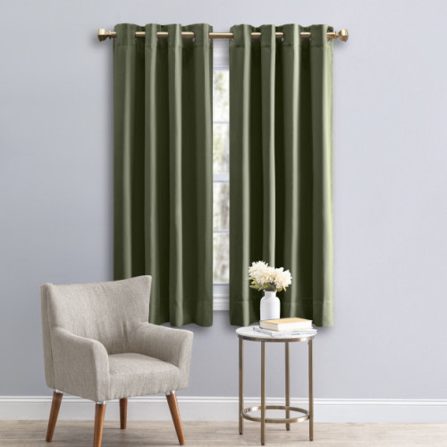 Ricardo Trading Ultimate Black Out Grommet Window Panel Curtain w/Wand - Sage, 56"W X 36"L
