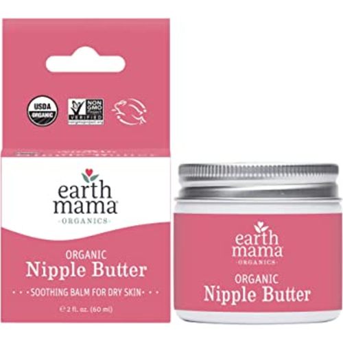 Organic Nipple Butter Breastfeeding Cream by Earth Mama | Lanolin-free, Safe for Nursing & Dry Skin, Non-GMO Project Verified, 2-Fluid Ounce (Packaging May Vary)