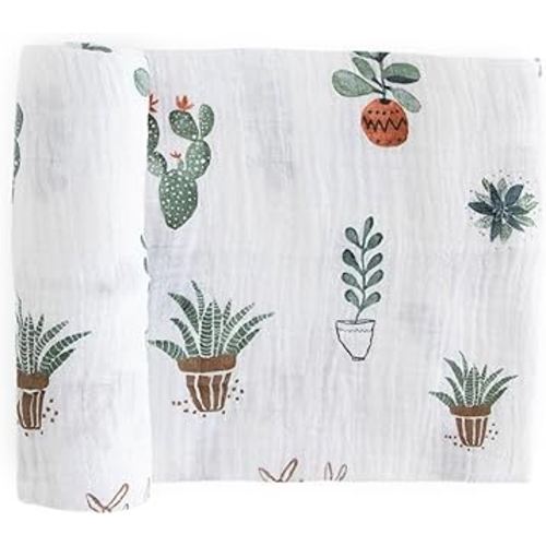 Little Unicorn Cotton Muslin Swaddle Blanket | Single | 100% Cotton | Super Soft | Newborns and Infants | Large 47” x 47” | Machine Washable (Prickle Pots)