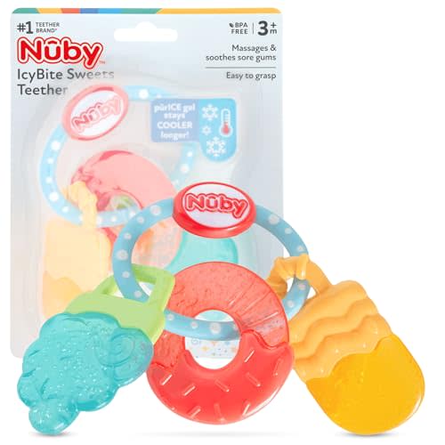 Nuby IcyBite Popsicle, Donut and Ice Cream Teether Ring - 3+ Months, Neutral