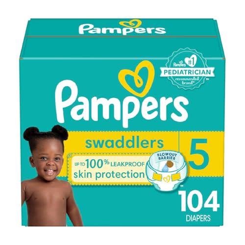 Pampers Baby Diapers - Swaddlers - Size 5, 104 Count, Ultra Absorbent Disposable Infant Diaper