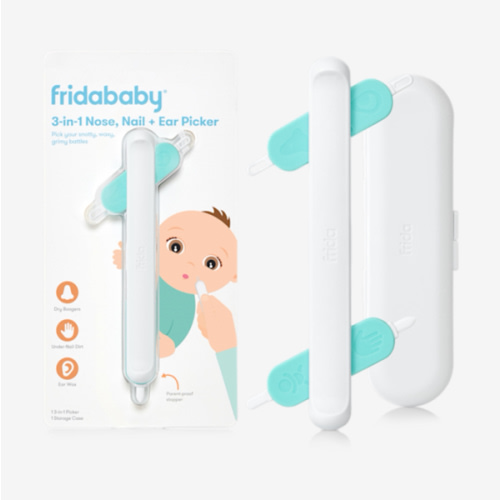Frida Baby 3-in-1 Nose, Nail + Ear Wax Removal Tool, Baby Ear Cleaner + Baby Nose Cleaner and Nail Tool for Babies + Toddlers, Safely Clean Baby's Boogers