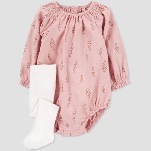 Carter's Just One You®️ Baby Girls' Floral Bubble with Tights - Pink/White 6M