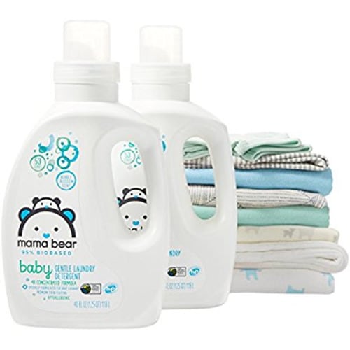 Amazon Brand - Mama Bear Gentle Baby Laundry Detergent, 95% Biobased, Bearly Blossom Scent, 40 Ounce (Pack of 2, 53 Loads Each)