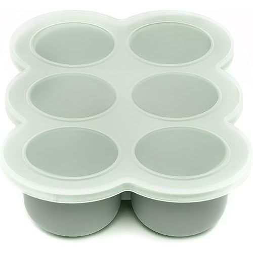 WeeSprout Silicone Baby Food Freezer Tray with Clip-on Lid - Perfect Storage Container for Homemade Baby Food, Vegetable & Fruit Purees, and Breast Milk (Matte Green, Six 3 Ounce Sections)