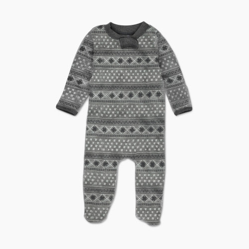 Honest Baby Clothing Baby Heather Grey Fair Isle "Fam Jam" Footed Sleep N Play Matching Family Pajamas - Pajama Chic Heather Grey Fair Isle, Newborn