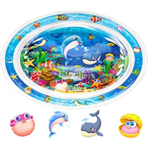 Infinno Tummy Time Mat Premium Baby Water Mat, Baby Toys for 3-6 6 to 12 Months Girl and Boy Infants, Perfect Baby Gift, Blue Ocean Theme