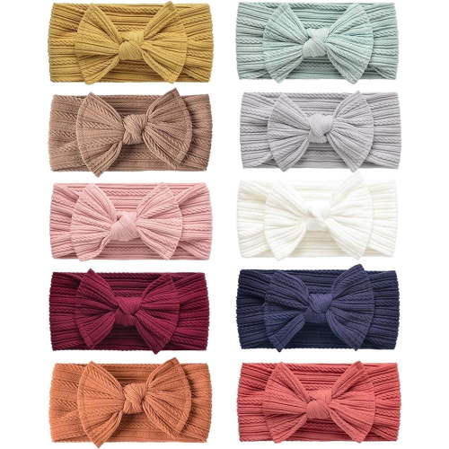 10 Pack Baby Headbands, Soft Stretchy Nylon Toddler Headwraps for 0-6 Years,Ideal for Baby Shower Birthday Family Photo Holiday Gift