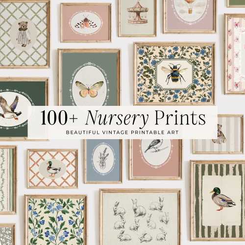 100+ Vintage Nursery Prints | Wall Art | Nursery Wall Art | Playroom Decor | Kids Room Art | Boys Art | Baby Girl | DIGITAL DOWNLOAD | MB017